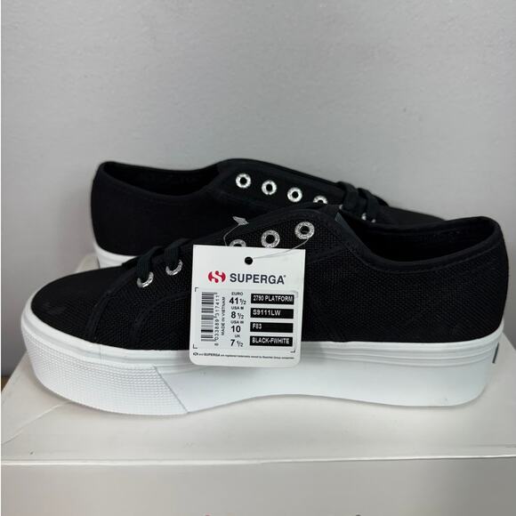New Superga 2790 Platform Sneakers in Black Women's Size 10 - Picture 8 of 10